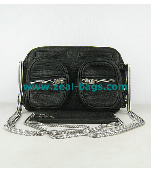 AAA Replica Alexander Wang Brenda Zip Chain Should Bag Black Lambskin